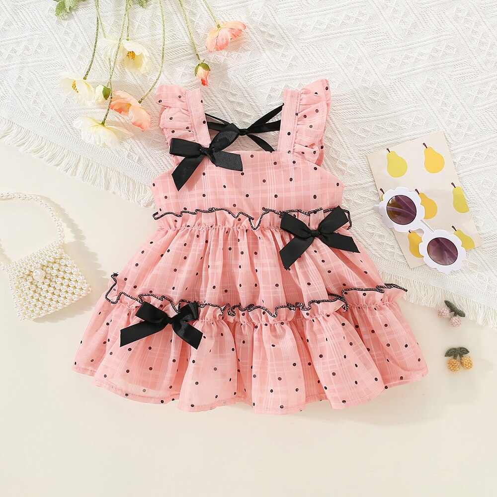 Sweet Polka Dot Sleeveless Dress for Baby Girls