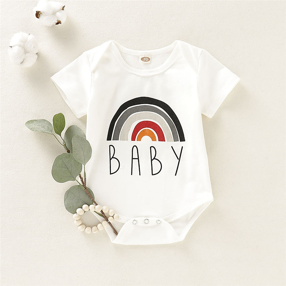 Rainbow Letter Printed Baby Romper for Girls and Boys