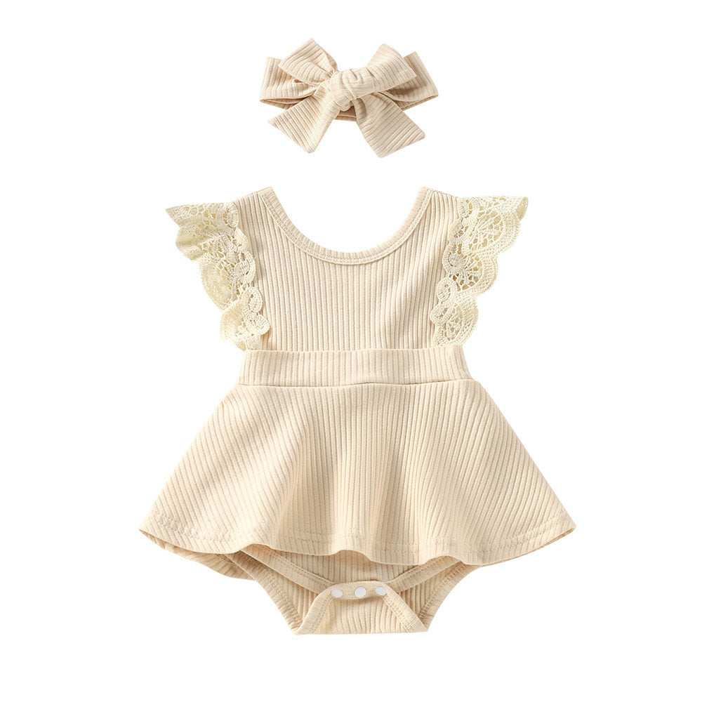 Adorable Lace Flying Sleeve Newborn Bodysuits Skirts - Perfect Summer Outfits for your Little One!