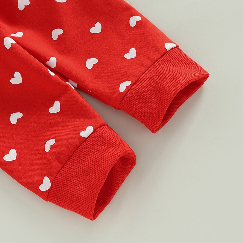 Cute Newborn Baby Girls Heart Print Clothes Sets for Valentine's Day