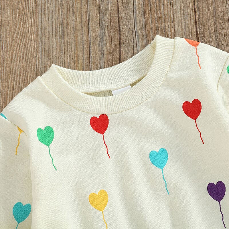 Lovely Baby Girl Boy Heart Print Crewneck Romper