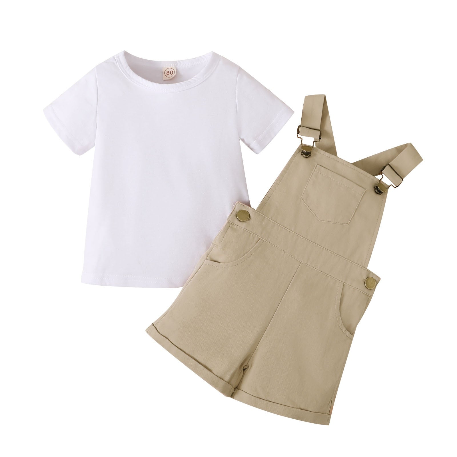 Summer Cute Kids Girls Clothes Sets 2pcs Short Sleeve T-Shirts + Striped Shorts with Pockets