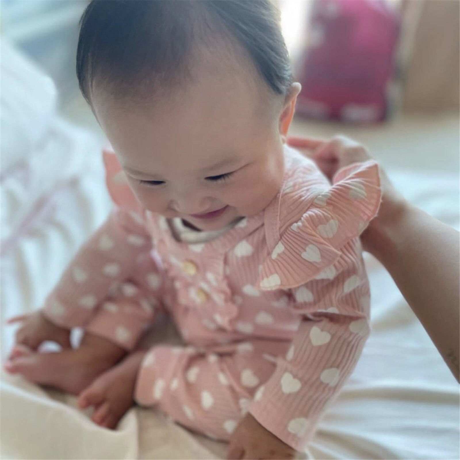 Lovely Hearts Printed Baby Girl Clothes Set