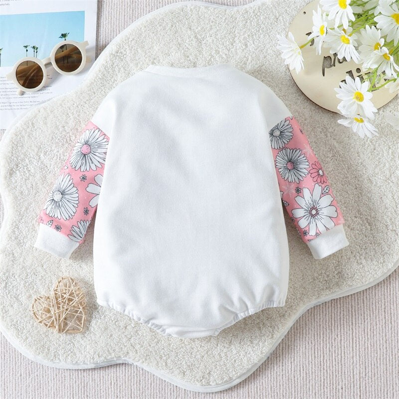 Adorable Cartoon Letter Print Rompers for Newborn Baby Boys and Girls