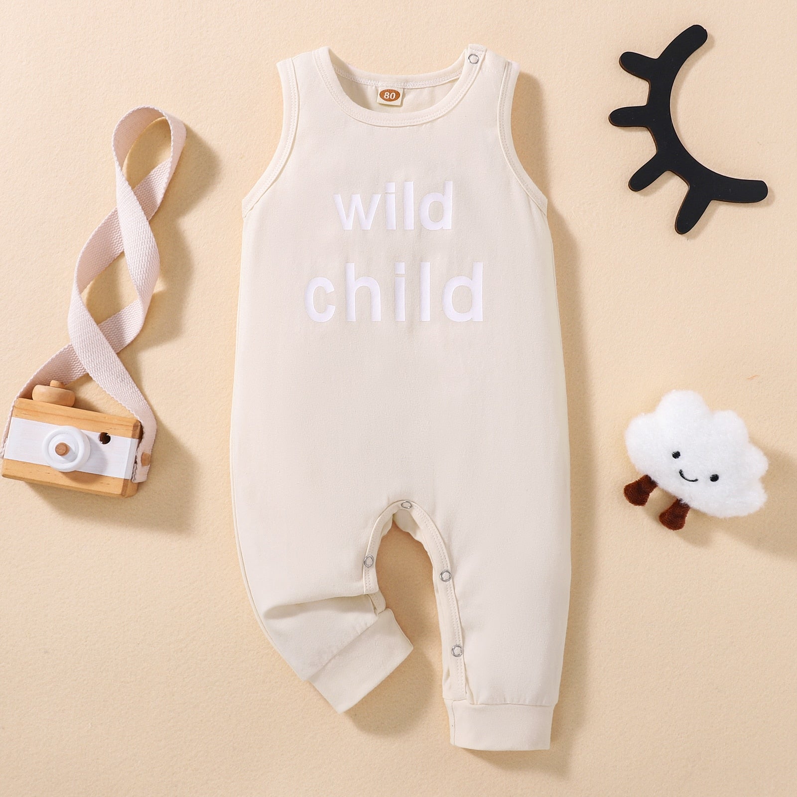 Summer Infant Baby Boys Sleeveless Romper with Letter Print
