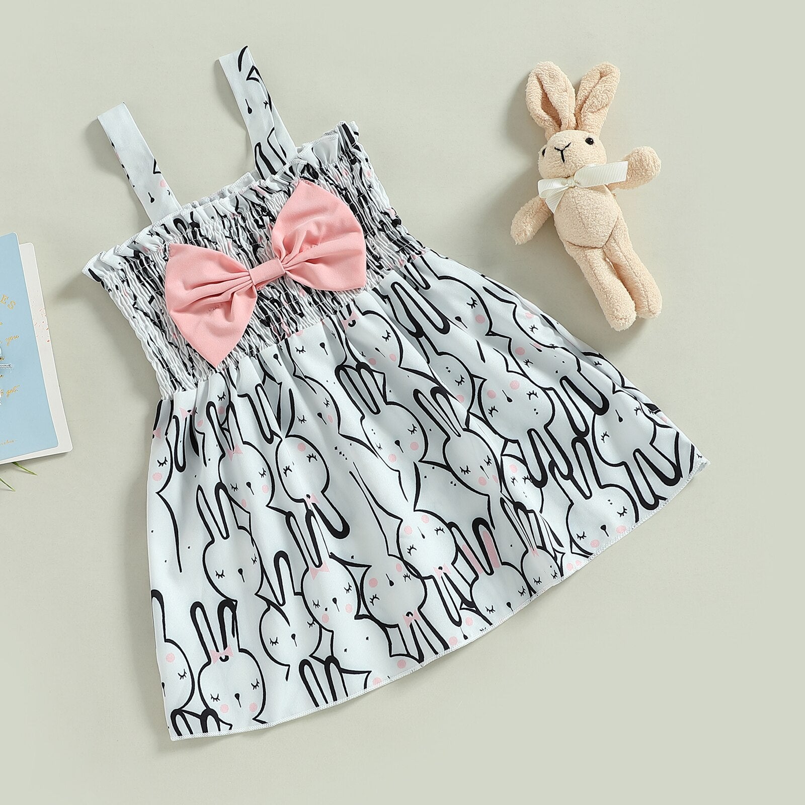 Easter Days Outfit for Baby Girls - Sweet Sleeveless Rabbit Print Princess Dress