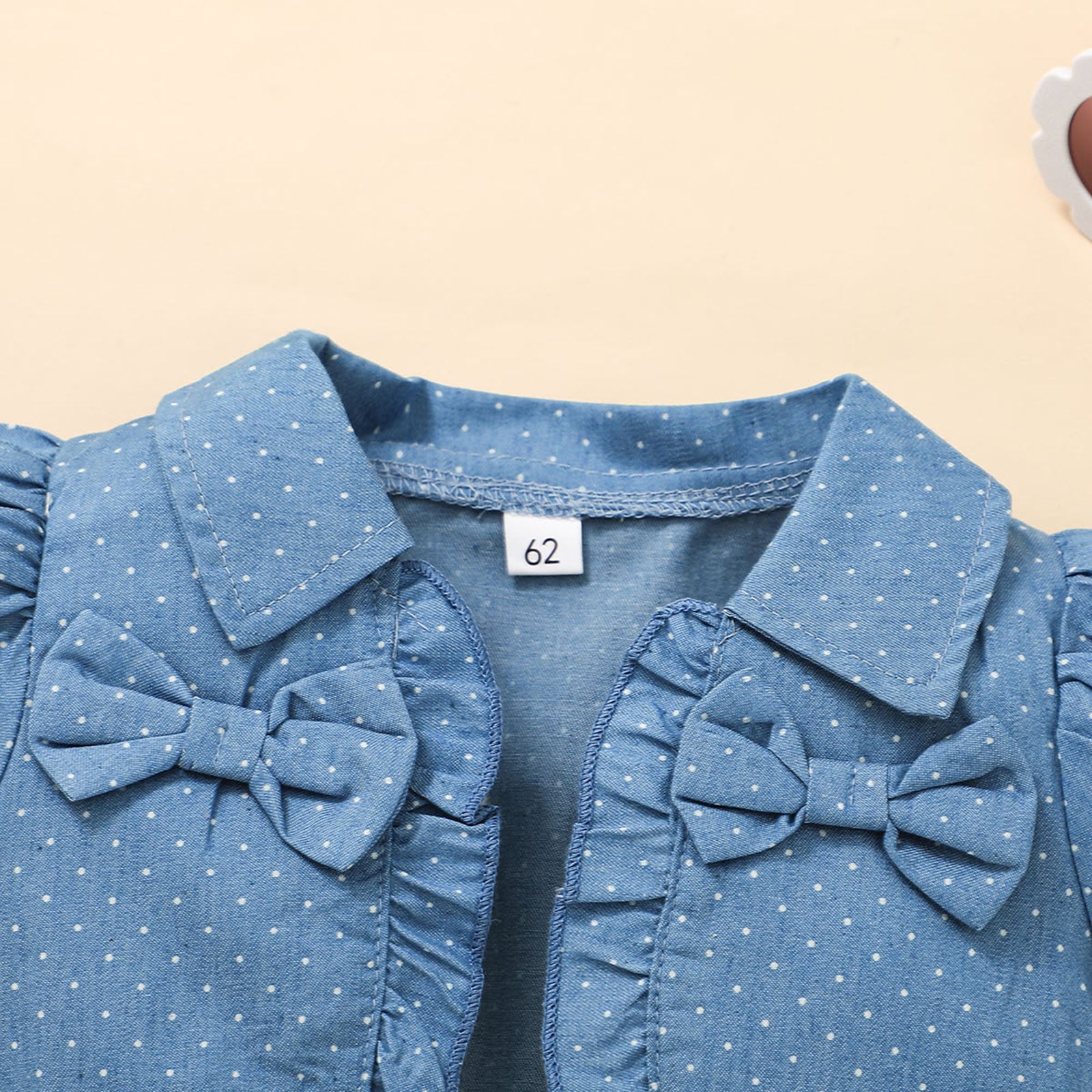 Infant Baby Girls 3-Piece Denim Coat and Heart Print Tulle Dress with Headbands