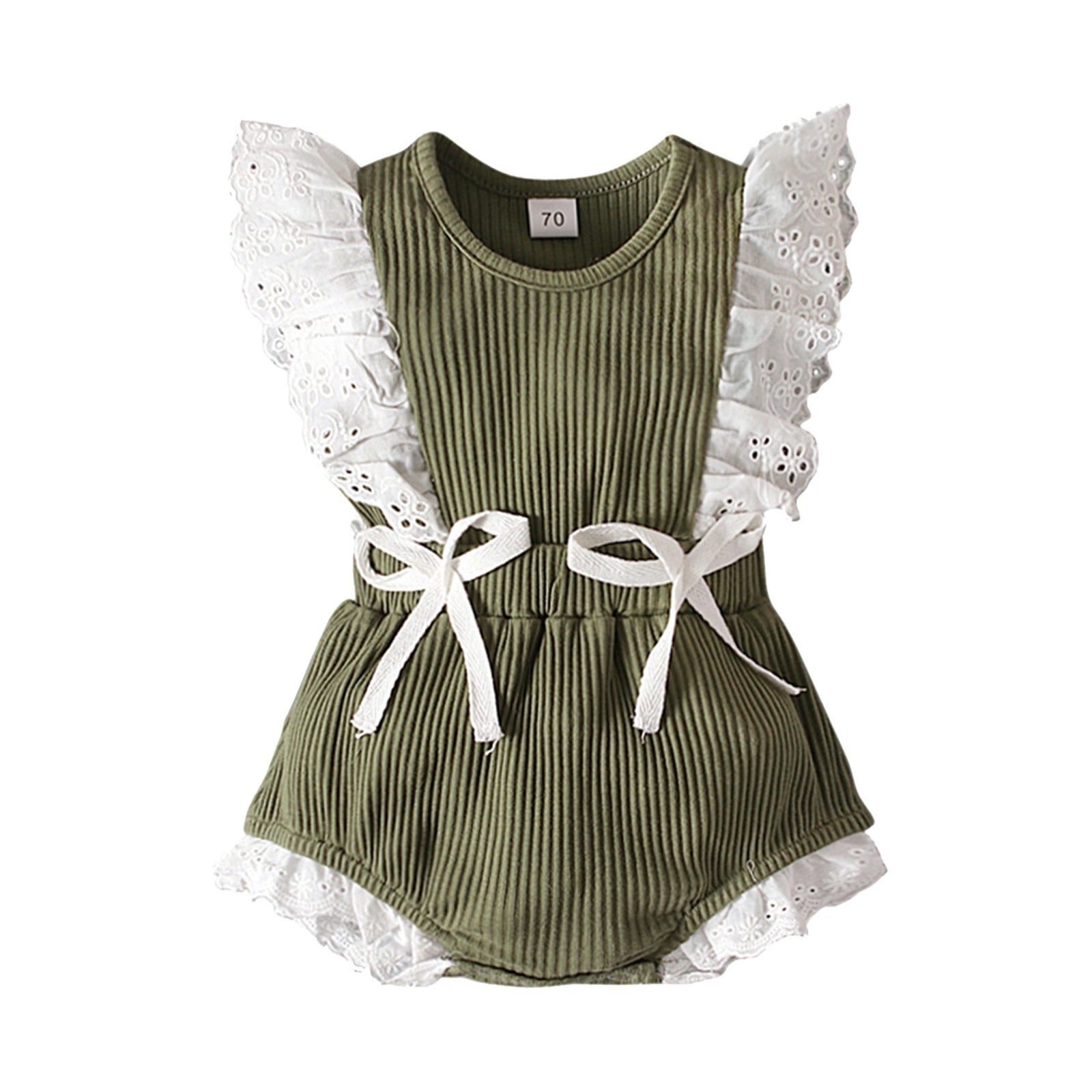 Adorable Newborn Baby Girls Rompers with Lace Ruffles and Bowknot - Perfect for Holidays and Special Occasions