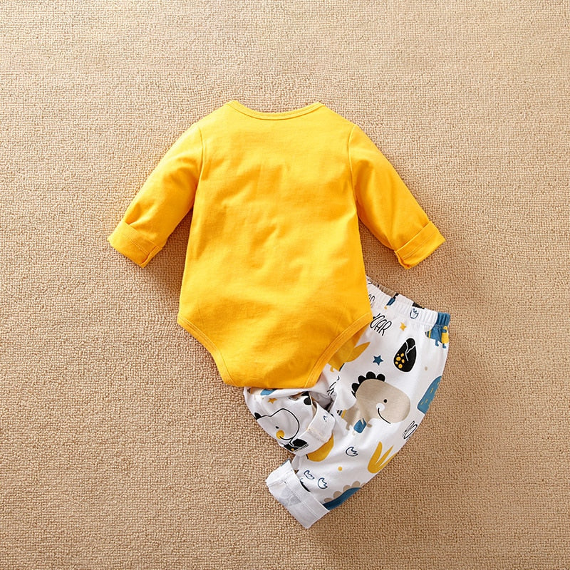 Adorable Dinosaur Printed Summer Outfits for Newborn Boys