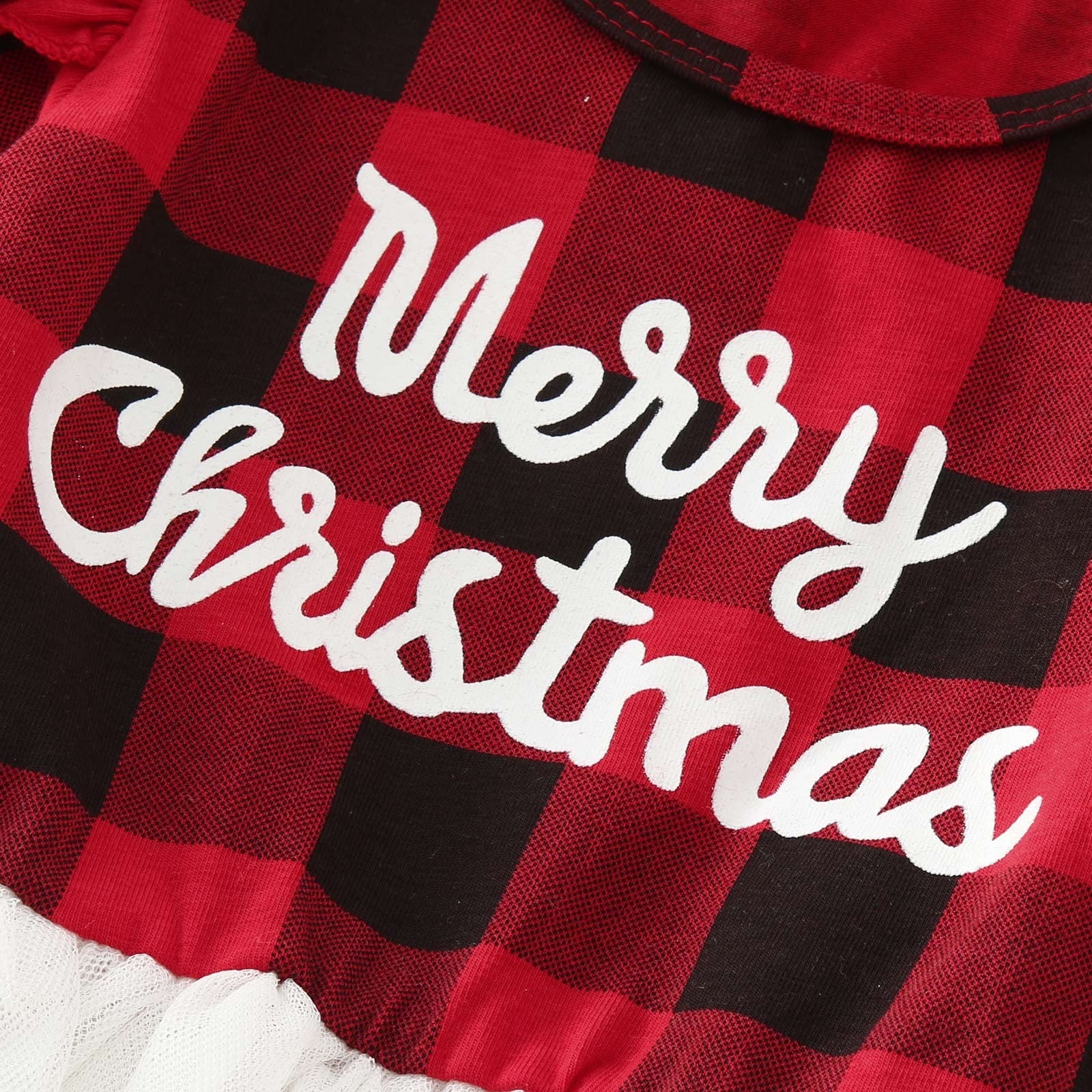 Kids Baby Girl Mesh Tutu Dress - Long Sleeve Red and Black Plaid Dress for Christmas Party and Spring/Fall