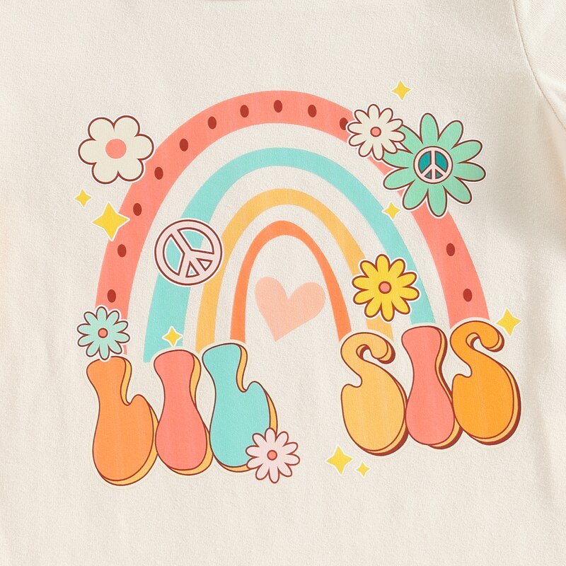 Adorable 3Pcs Rainbow and Floral Summer Outfit for Baby Girls