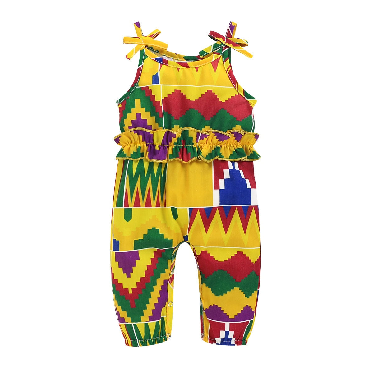 Newborn Baby Girl Irregular Graphics Suspenders Romper