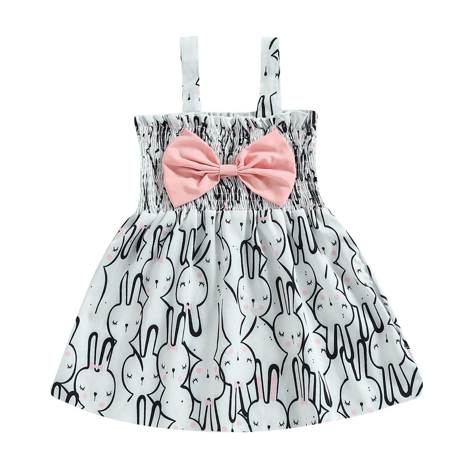 Easter Days Outfit for Baby Girls - Sweet Sleeveless Rabbit Print Princess Dress