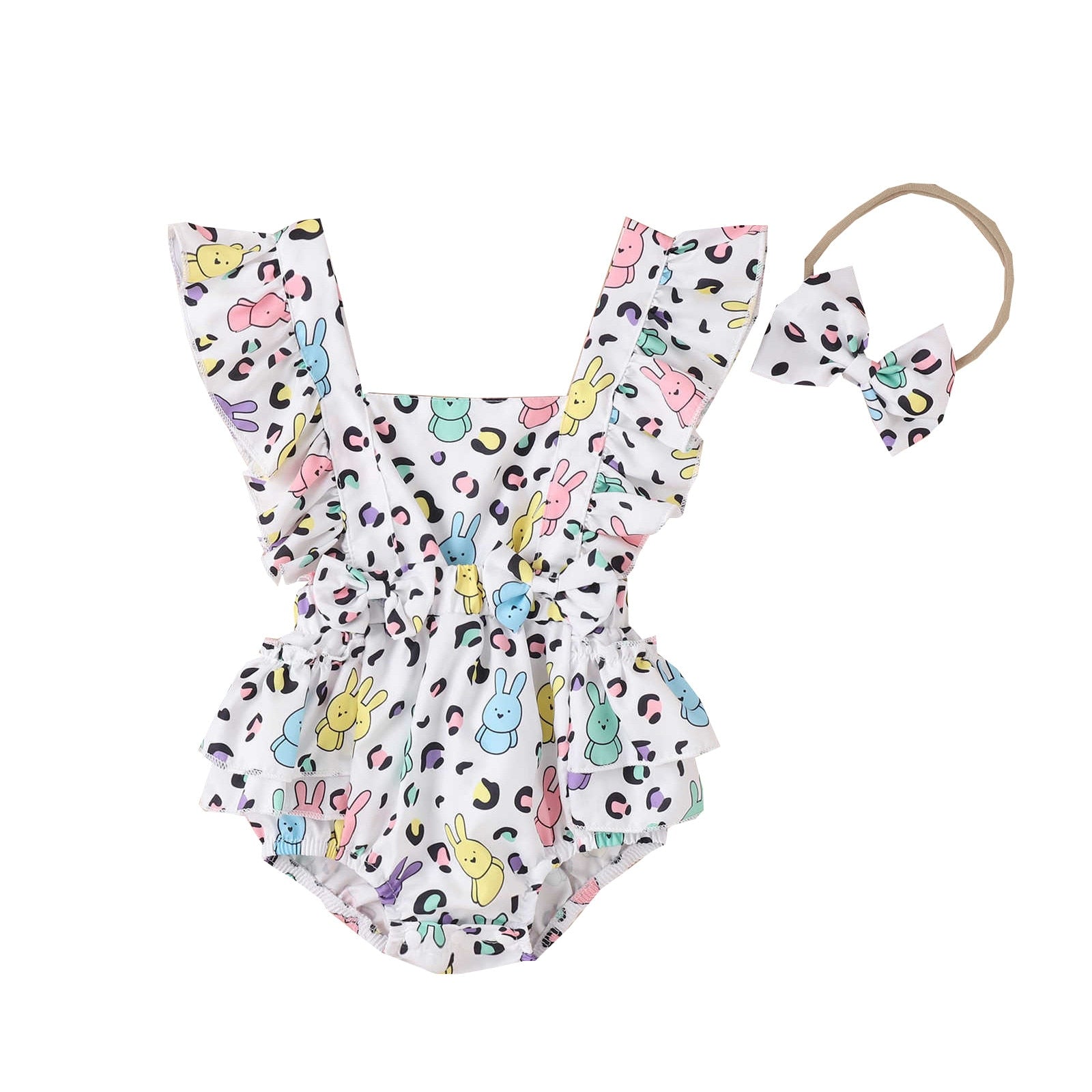 Adorable Easter Toddler Infant Newborn Baby Girls Romper Headbands Sets