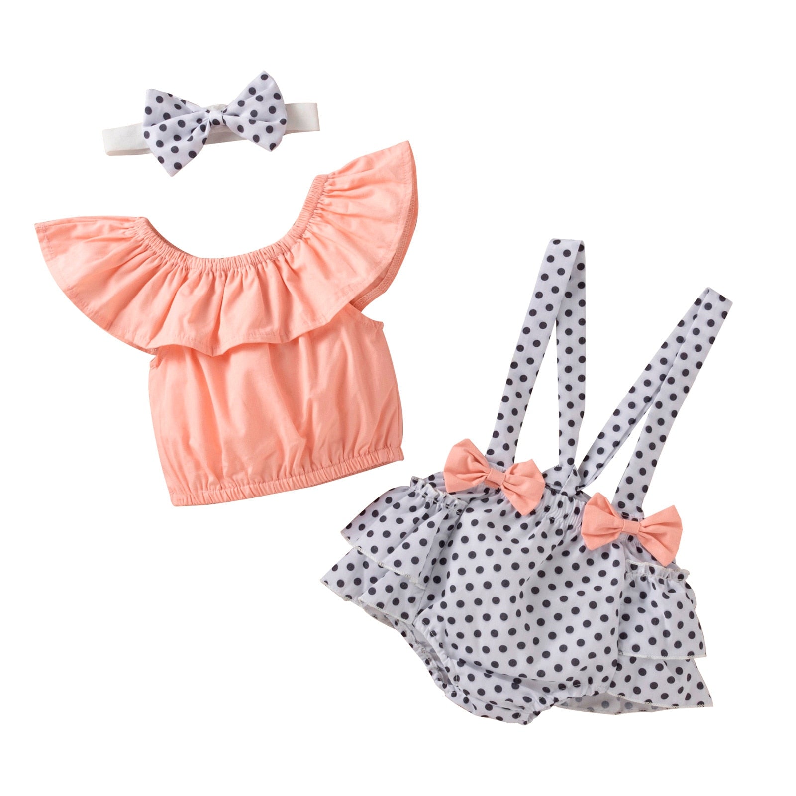 Cute and Comfy 3Pcs Off-Shoulder Baby Girls Summer Clothes Set