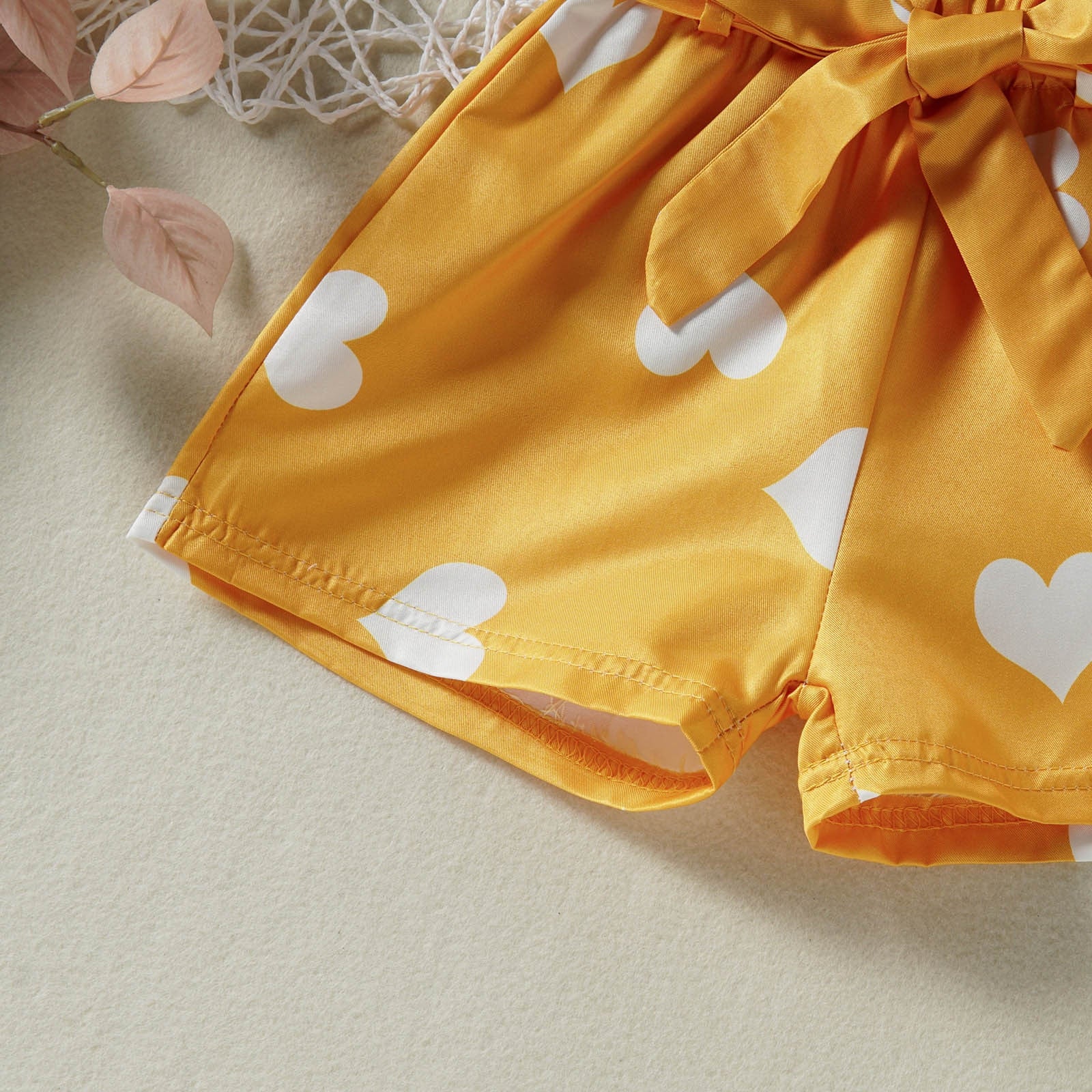 Toddler Girls Valentine's Day Clothing - Summer Fly Sleeve Ribbed Tops Hearts Printed Shorts Kids Outfits Girls Clothes 0-4 Years