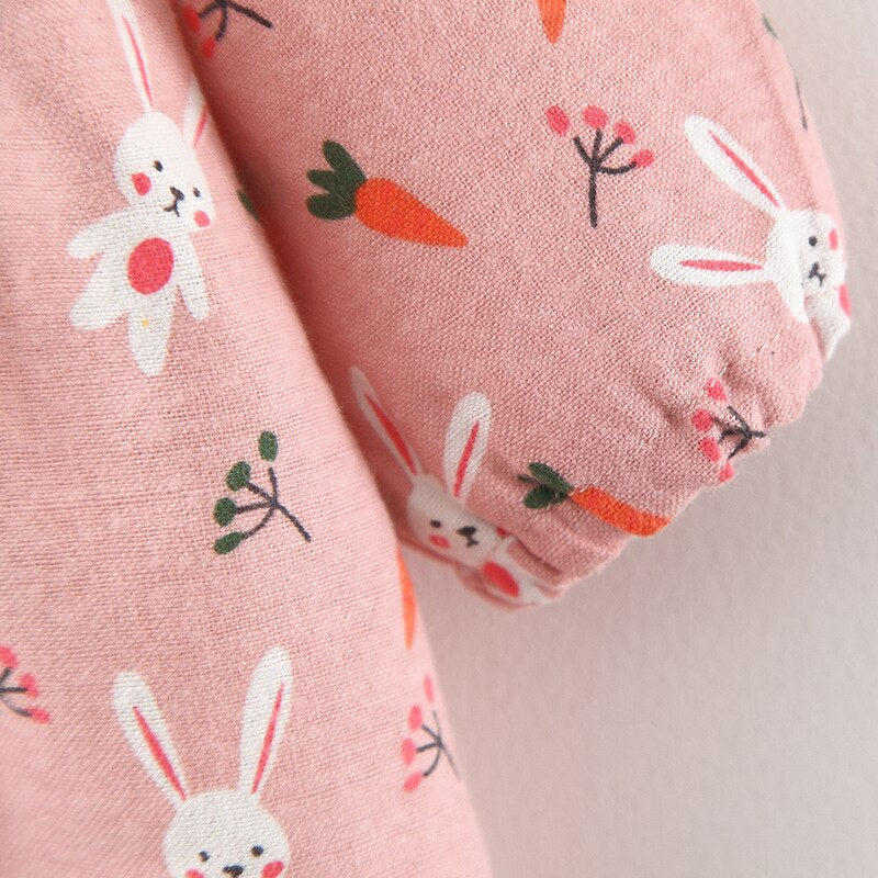 Adorable Cartoon Print Spring Dresses for Baby Girls