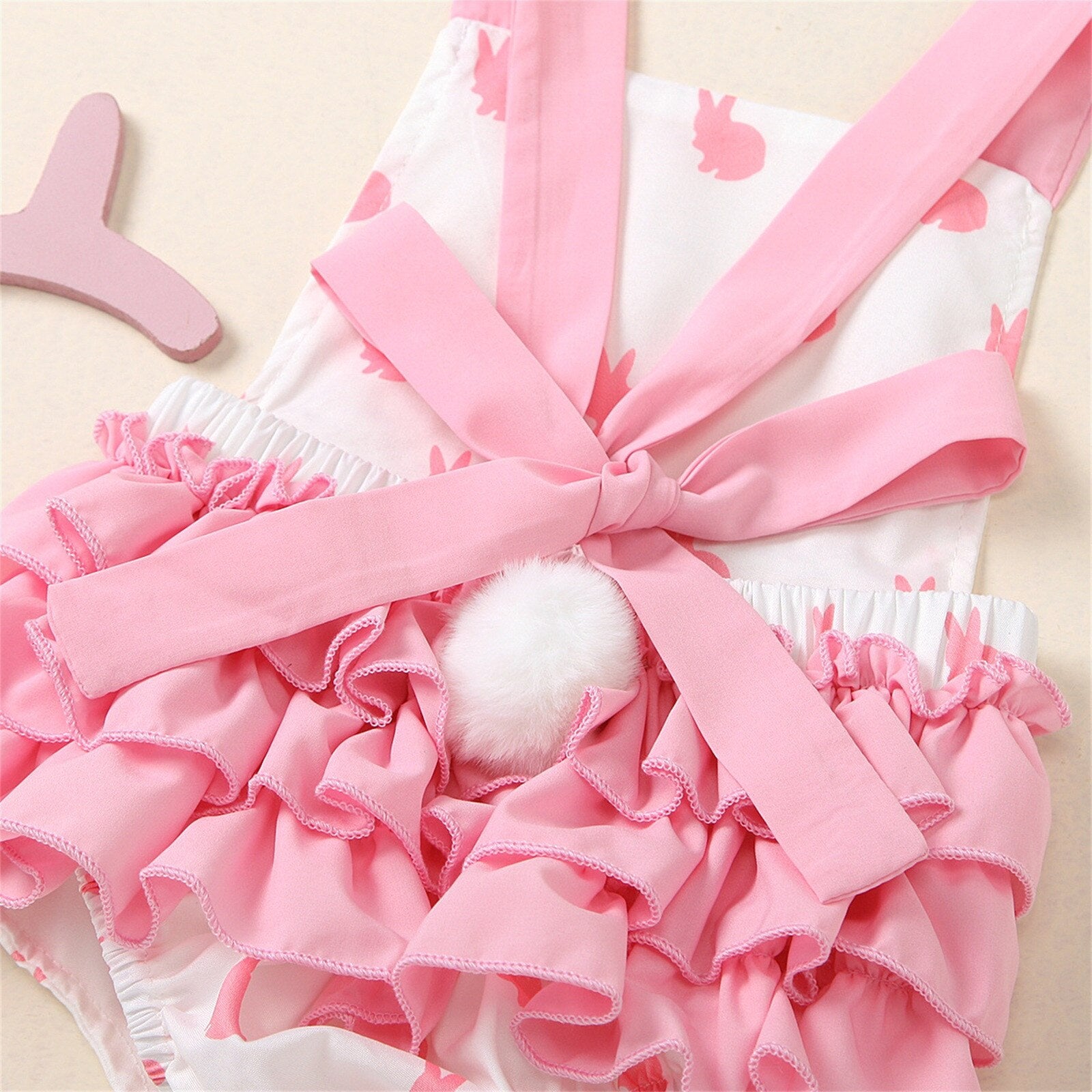 Adorable Newborn Baby Girls' Summer Jumpsuit with Cartoon Rabbit Prints