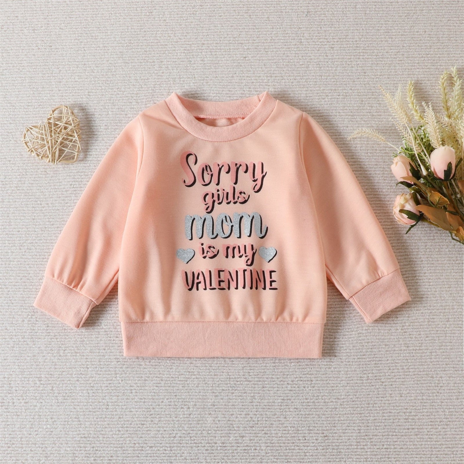Valentine's Day Kids Girls 2pcs Clothes Sets Love Letter Long Sleeve Tops Bell Bottom Pants Sets Clothes Children Outfits