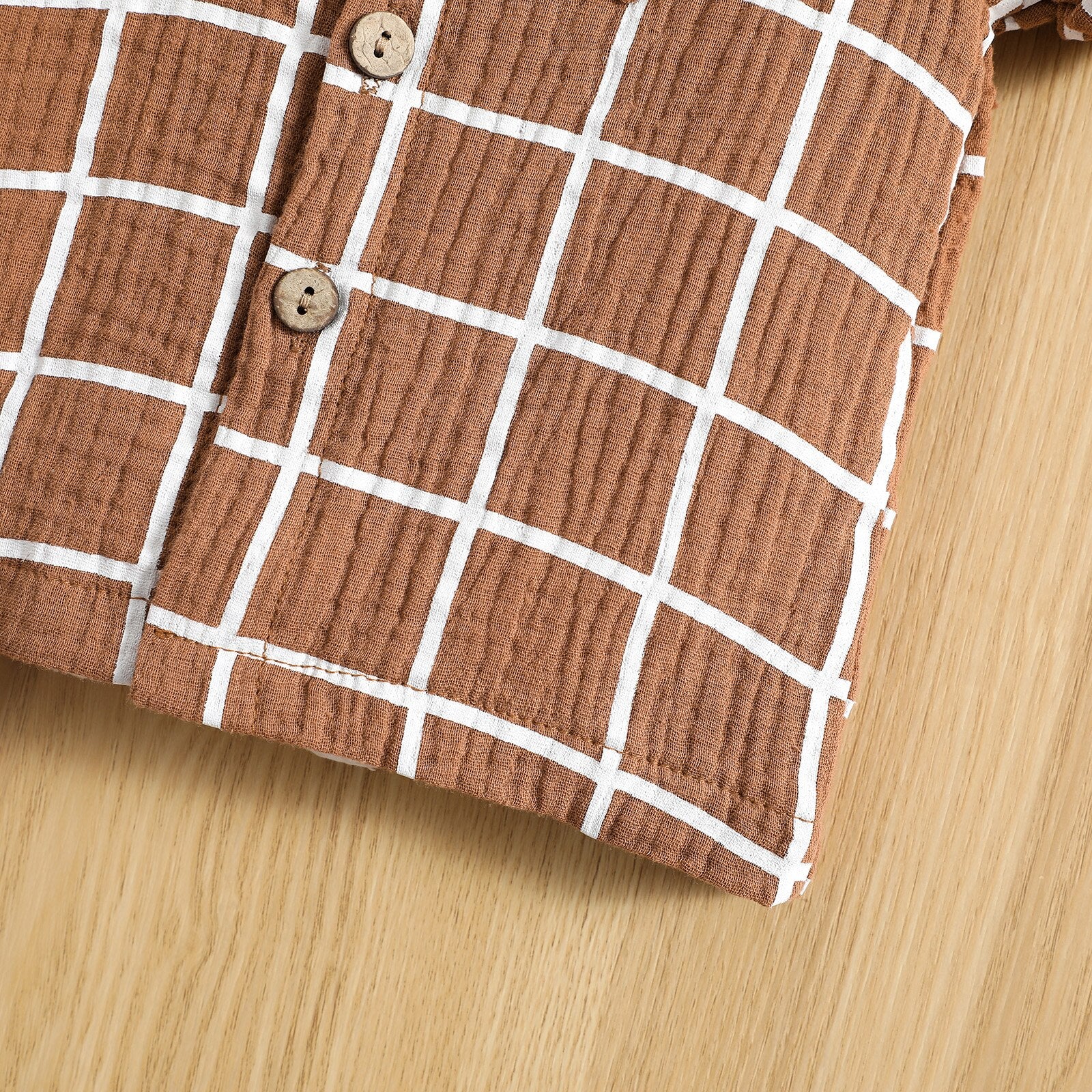 Toddler Baby Boy Plaid Lapel Short Sleeve Outfit Set