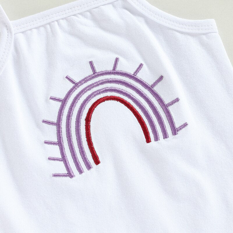 Lovely Rainbow Print Summer Clothes for Toddler Baby Girls