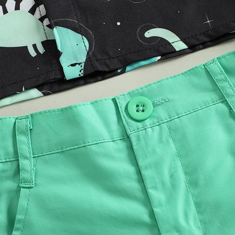 Dress Your Little Boy in Style with Dinosaur Print Summer Clothes Outfit