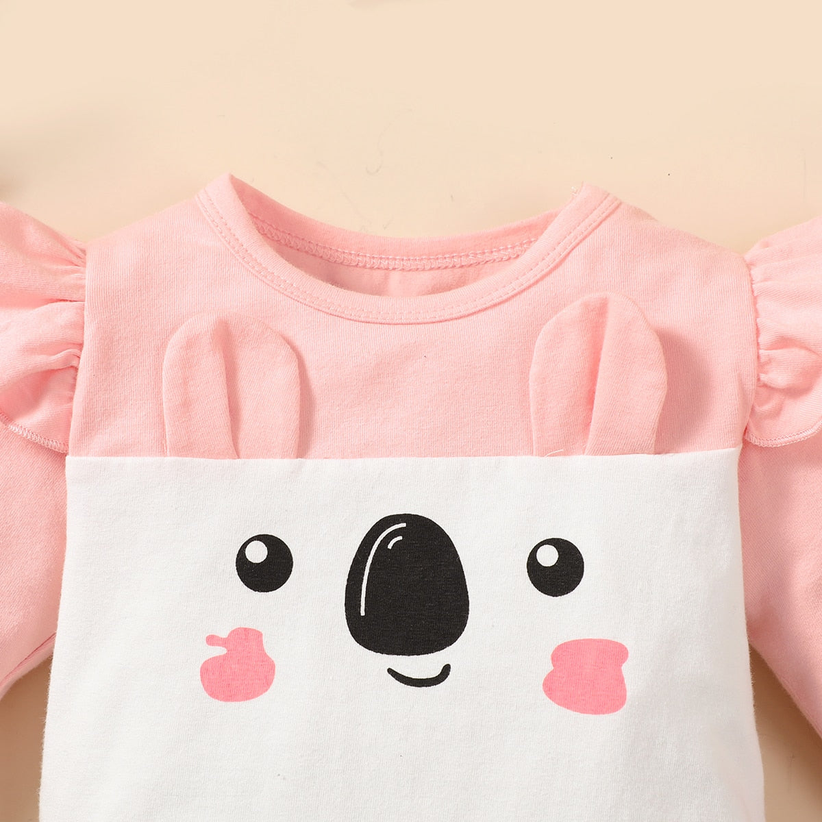 Toddler Baby Girls Clothes Set Splicing Romper+Cartoon Print Pants Outfits