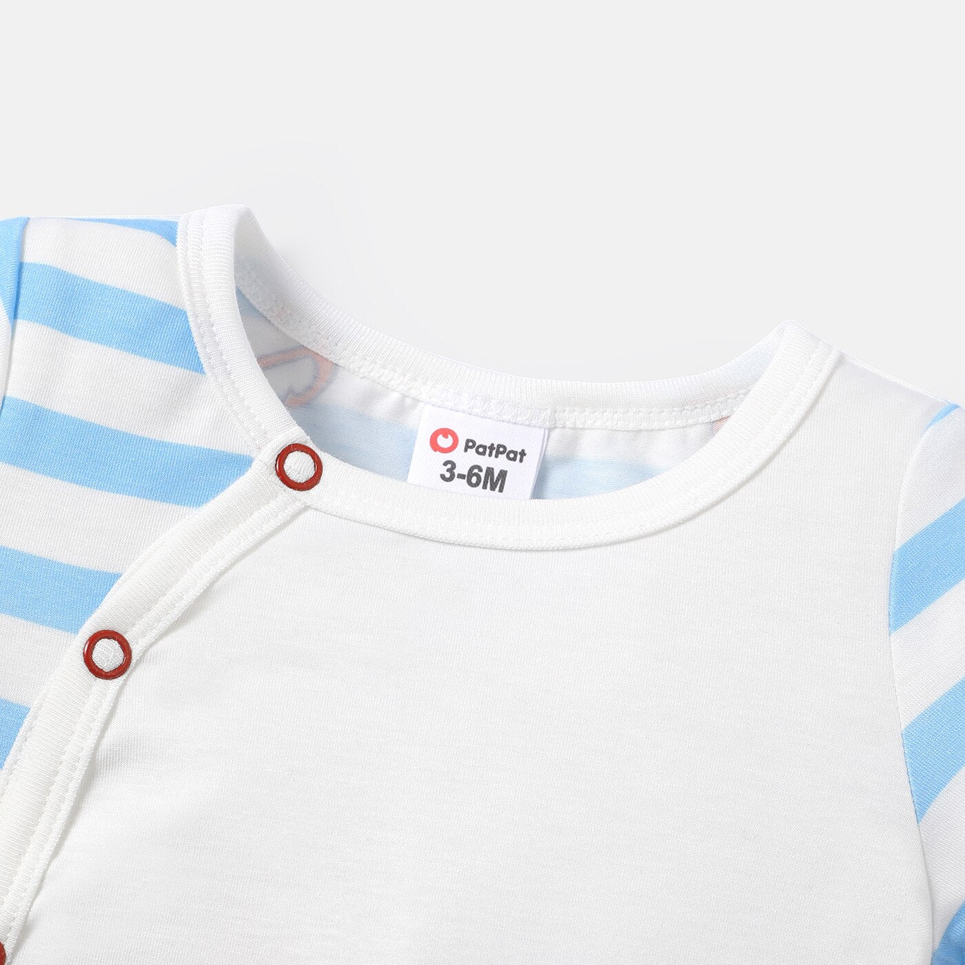 Adorable Baby Boy Crab Print Blue Striped Short-sleeve Romper