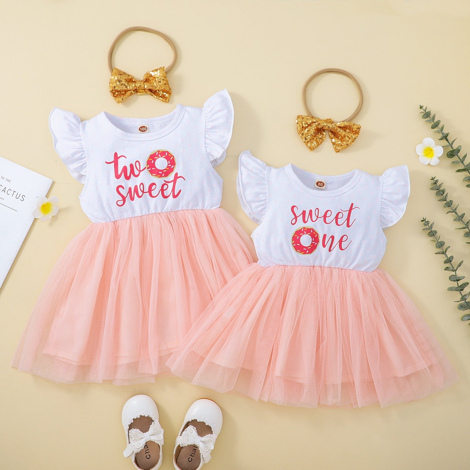 Summer Baby Girls Birthday Party Dress with Letter Print and Lace Tutu