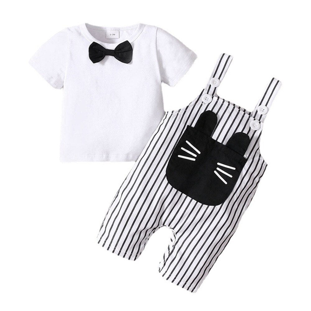 Handsome Cartoon Cat Baby Clothes Set for Kids Boys
