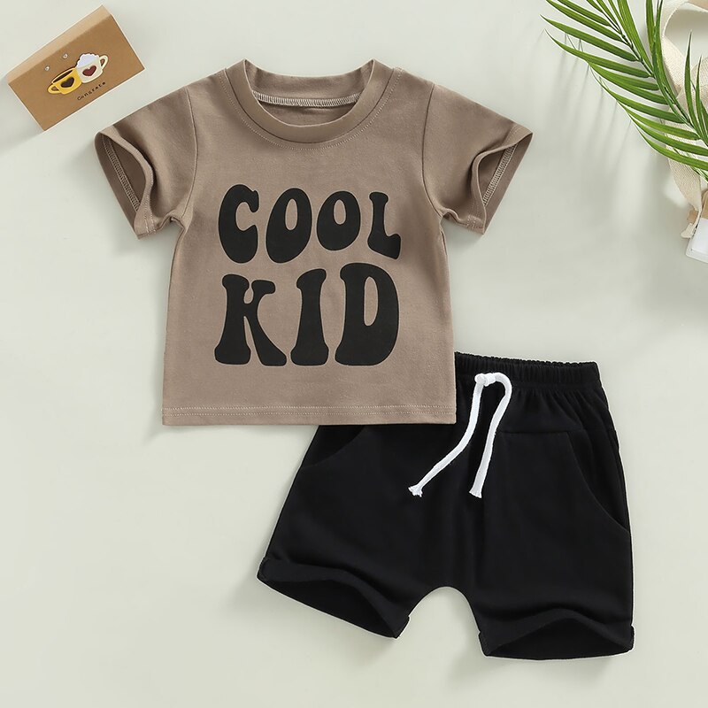Fashionable Summer Toddler Kids Baby Boys Clothes Sets with Letter Print T-shirts and Shorts Pants