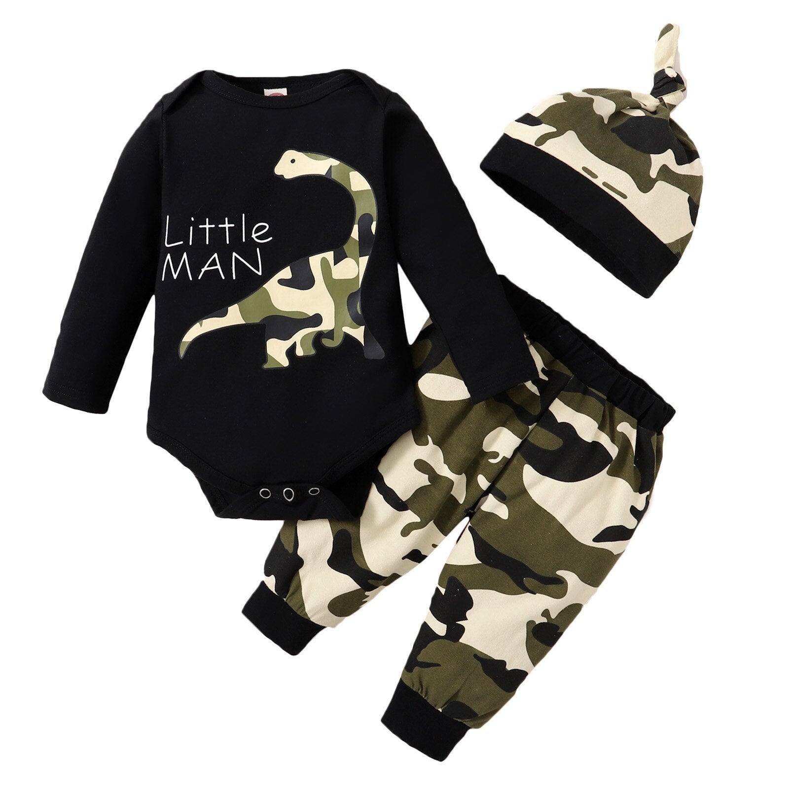 Cute Camouflage Dinosaur Outfit Set for Newborn Baby Boys
