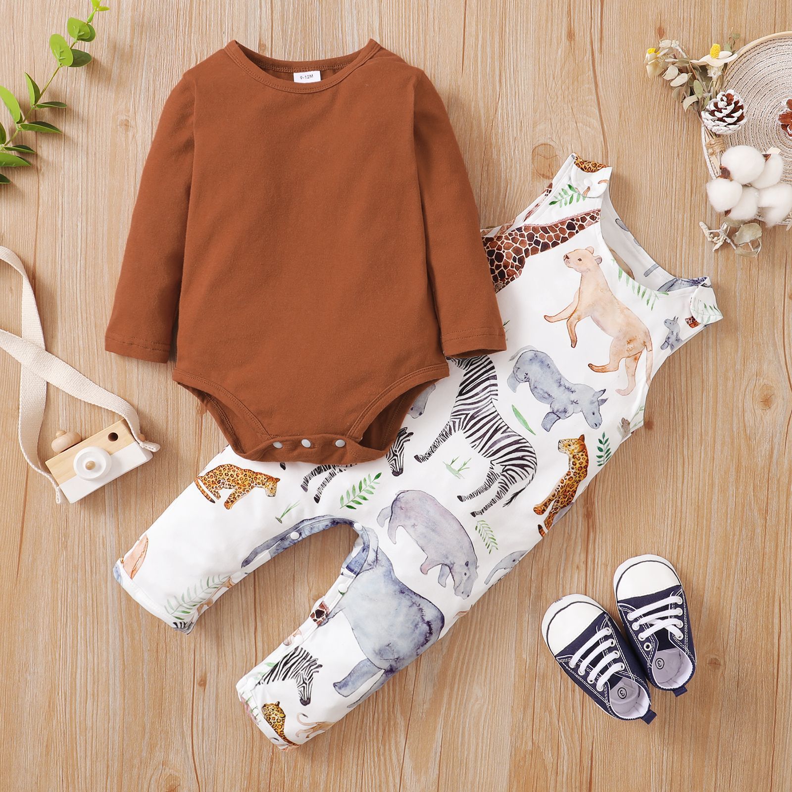 African Animals Print Newborn Baby Boy Clothes Set