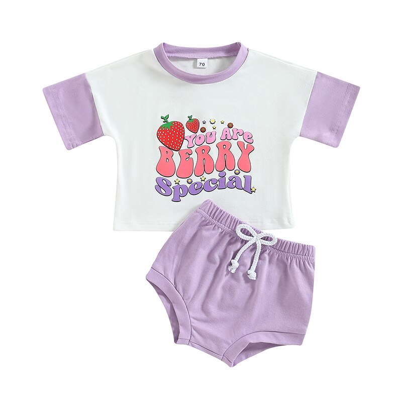 Cute and Comfy Summer Baby Girl Clothes Set with Fruit and Letter Prints