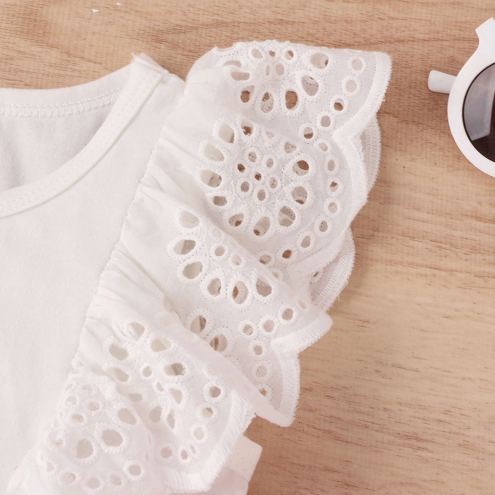 Trendy and Comfy Toddler Girls Summer Clothes Set - Fly Sleeve Solid Color Ribbed Tops and Bow Button Skirt 2PCS Suit Children Clothing Sets