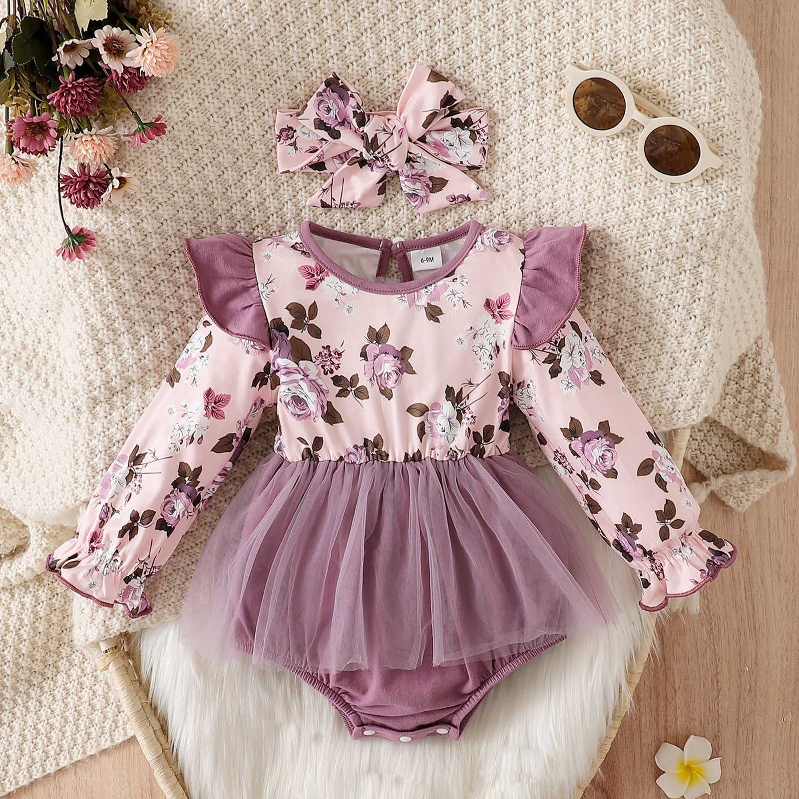 Stylish and Comfy Romper Dress Set for Baby Girls - Perfect for Spring and Beyond