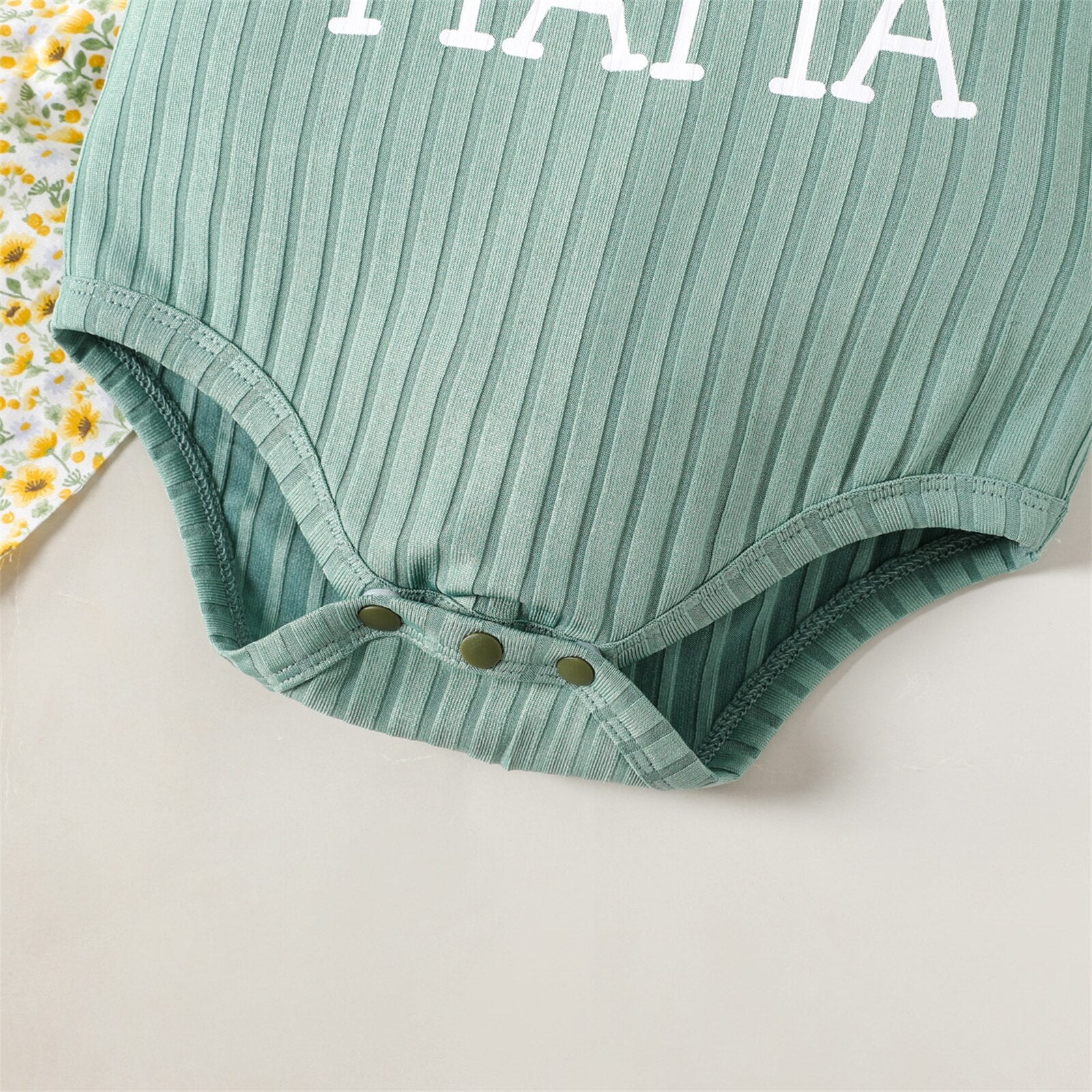 Newbrow Baby Girl Summer Romper with Ribbed Ruffle and Letter Print