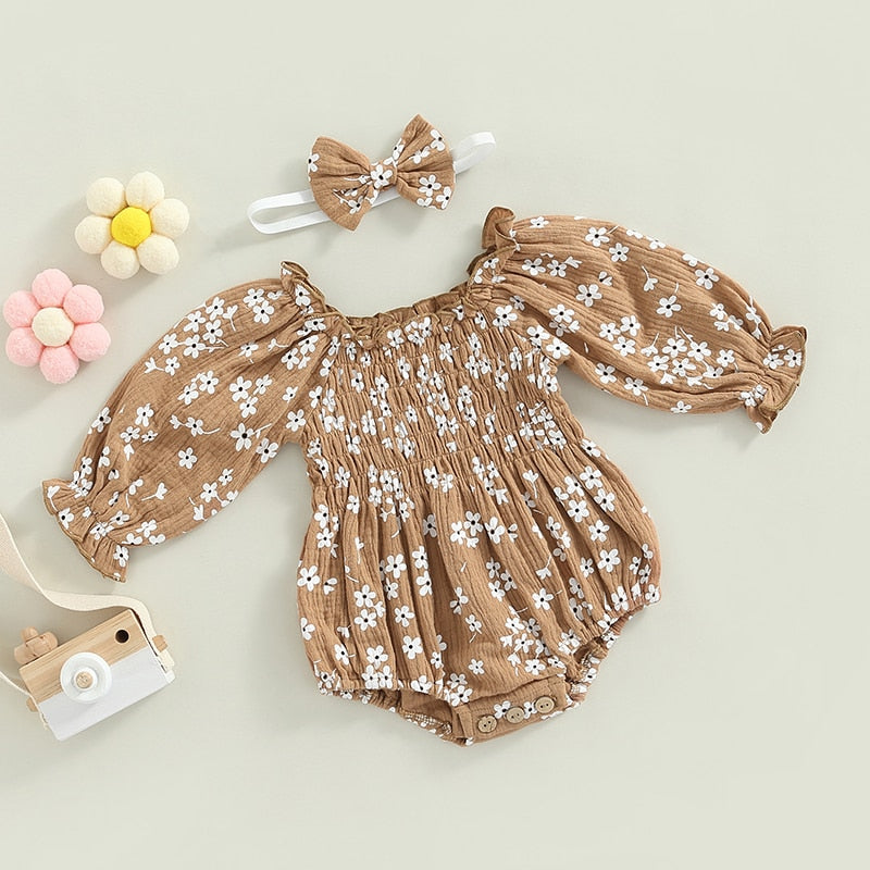 Floral Print Romper for Infant Baby Girls