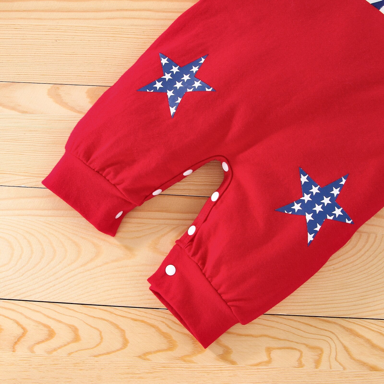 Summer Independence Day Baby Romper with Star and Stripe Print