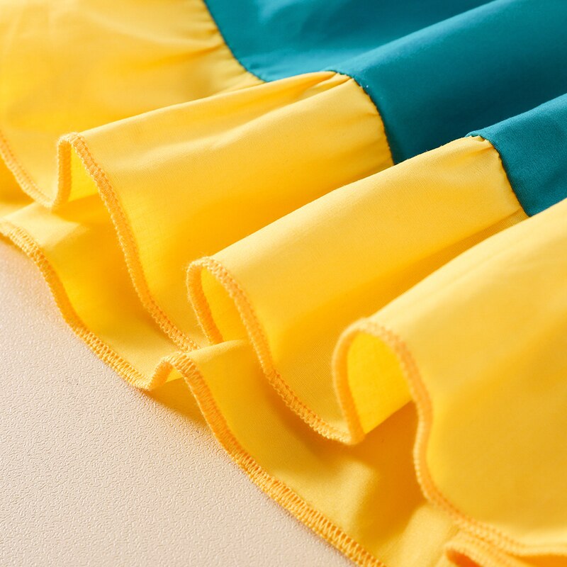 Summer Rainbow Embroidered Baby Girl Dress with Ruffles