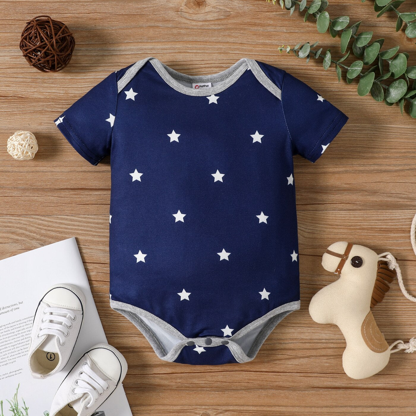 Baby Boy Stars/Striped Short-sleeve Romper