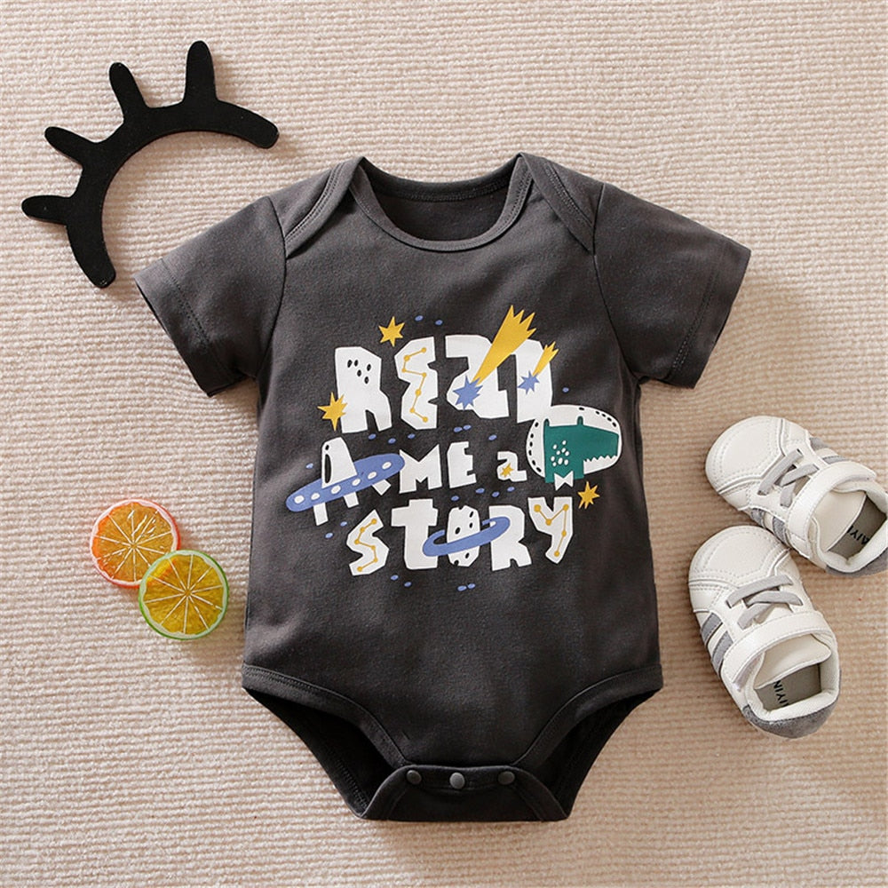 Adorable Short Sleeve Cartoon Bodysuits for Baby Boys and Girls