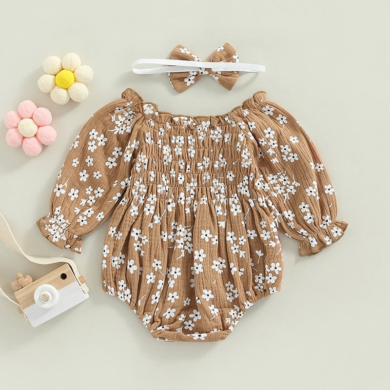 Floral Print Romper for Infant Baby Girls