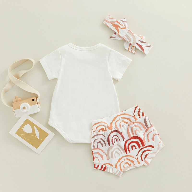 Summer Rainbow Newborn Baby Girls 3PCS Clothes Sets