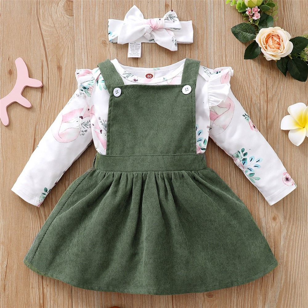 Adorable Newborn Baby Girl Clothes Set with Flowers and Fox Print