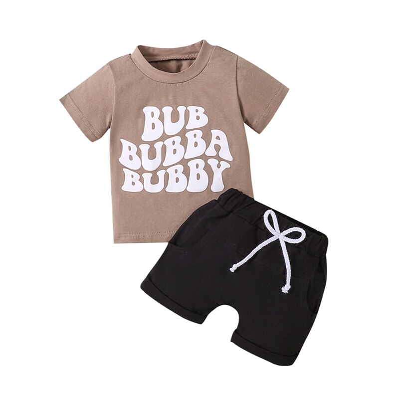 Baby Boys' 2-Piece Summer Short Set with Printed T-Shirt and Shorts