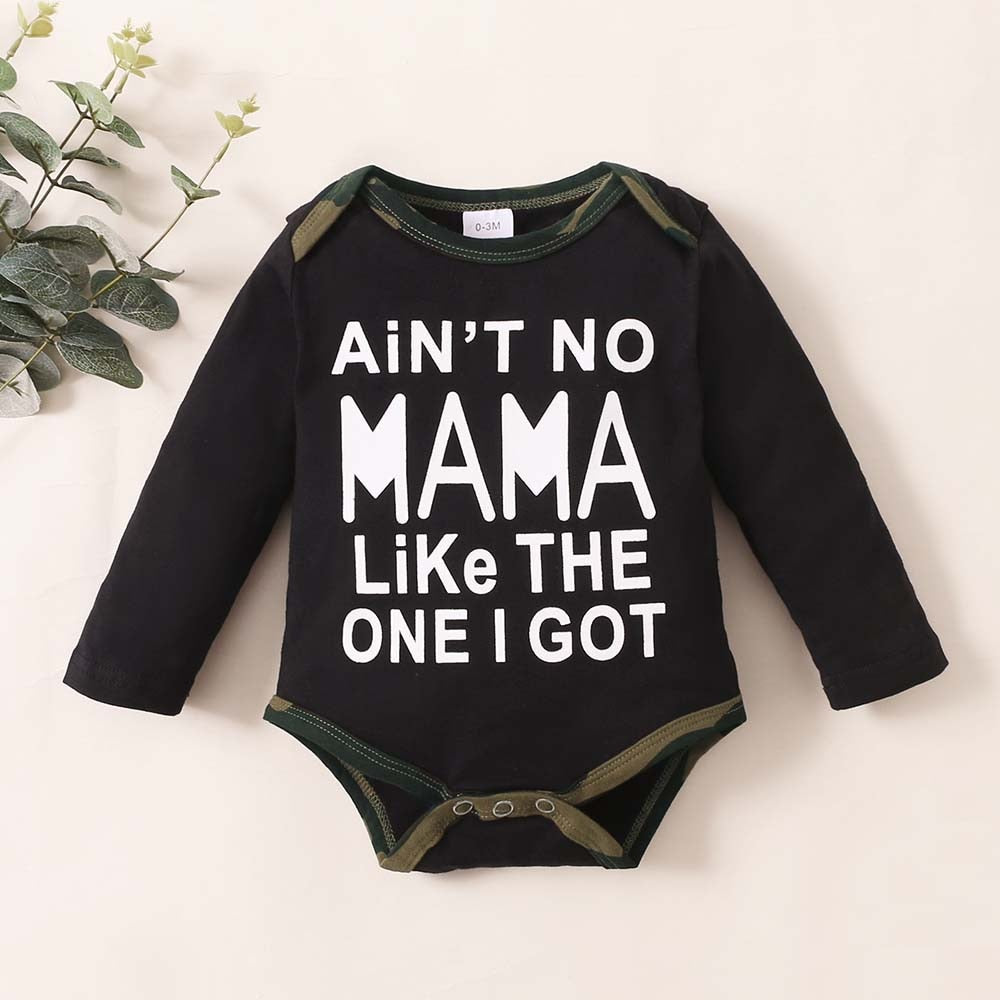 Trendy Camouflage Baby Clothes Set for Boys and Girls - Long Sleeve Letter Printed Body Suit Tops and Pants for Newborns and Toddlers