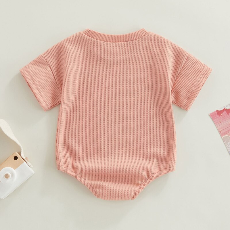 Adorable Waffle Dinosaur Print Newborn Rompers for Boys and Girls