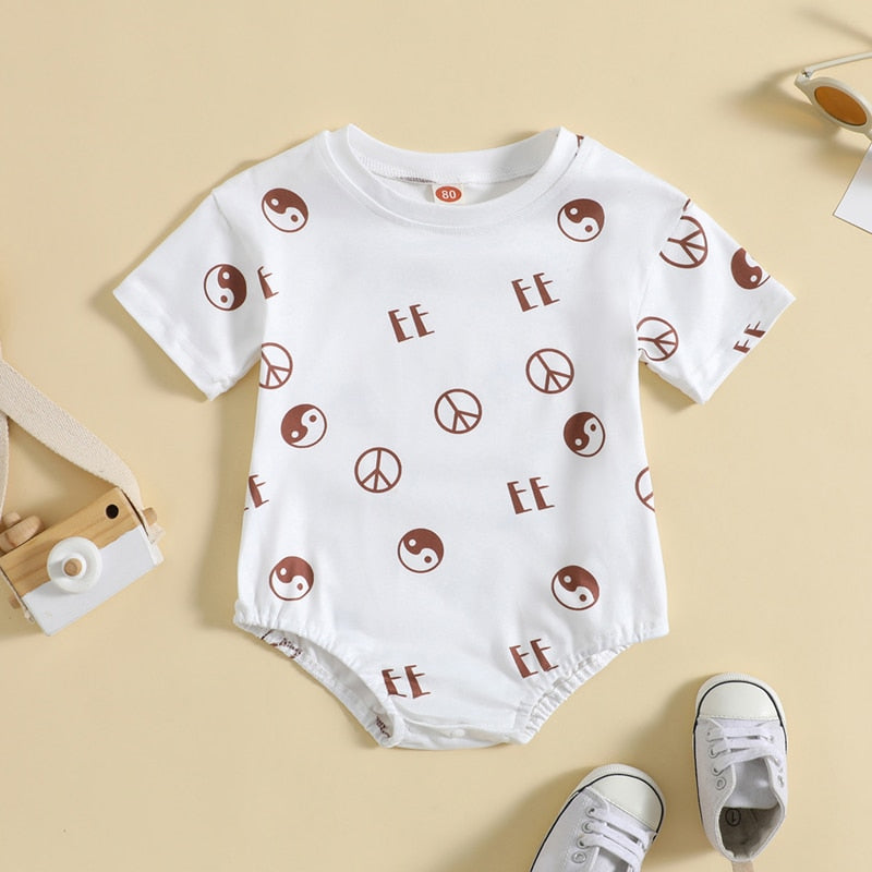Newborn Baby Yin Yang Symbol Print Bodysuit for Summer
