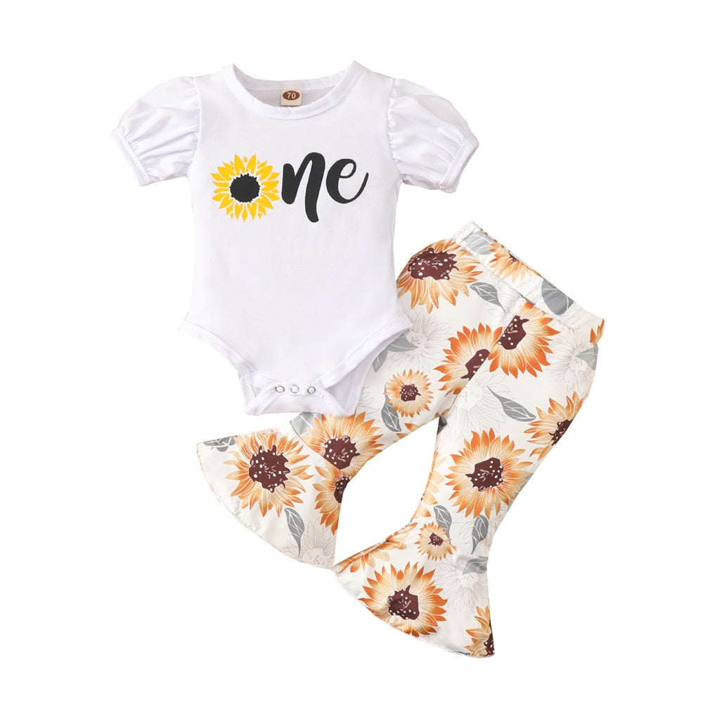 Flower Power Baby Girl's Summer Outfit Set